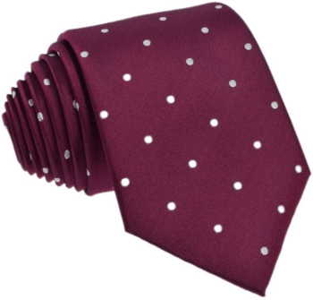 Krawat jedwabny w grochy (bordowy) - zdjęcie 1