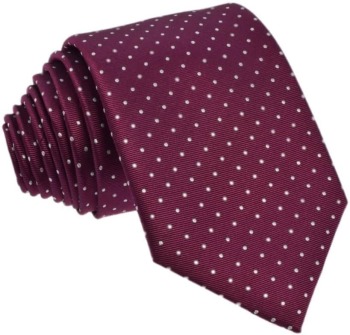 Krawat jedwabny w kropki (bordowy 1) - zdjęcie 1