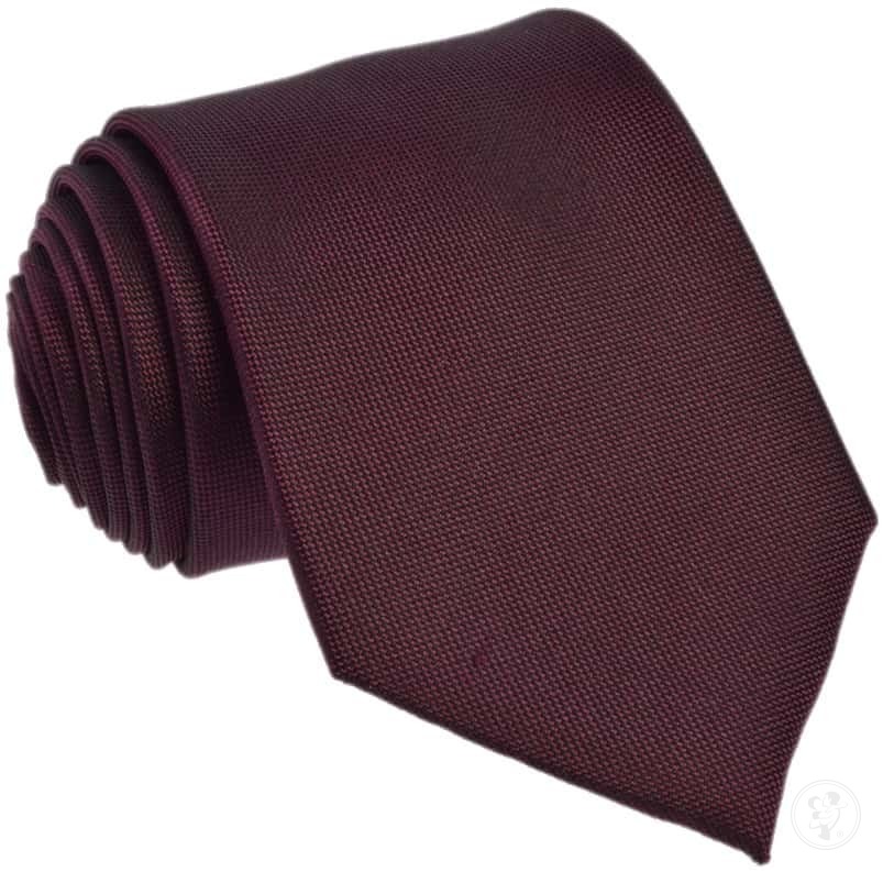 Krawat jedwabny - jednolity brązowy / bordowy - zdjęcie 1
