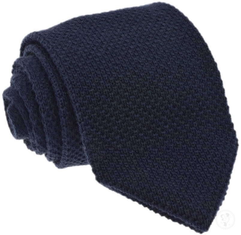 Krawat knit jednolity granatowy (3) - zdjęcie 1