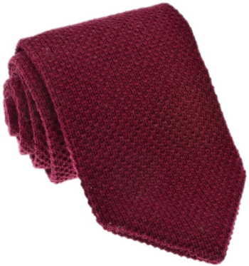 Krawat knit jednolity bordowy (4) - zdjęcie 1