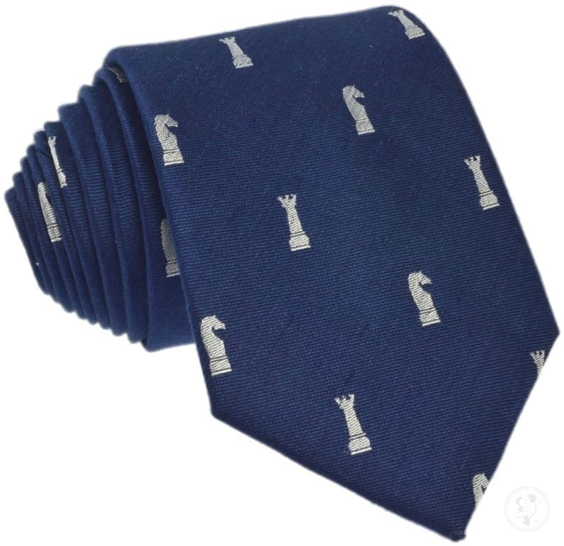 Krawat jedwabno - lniany - szachy - zdjęcie 1
