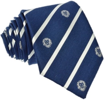 Krawat jedwabno-lniany - klubowy (lwy) - zdjęcie 1