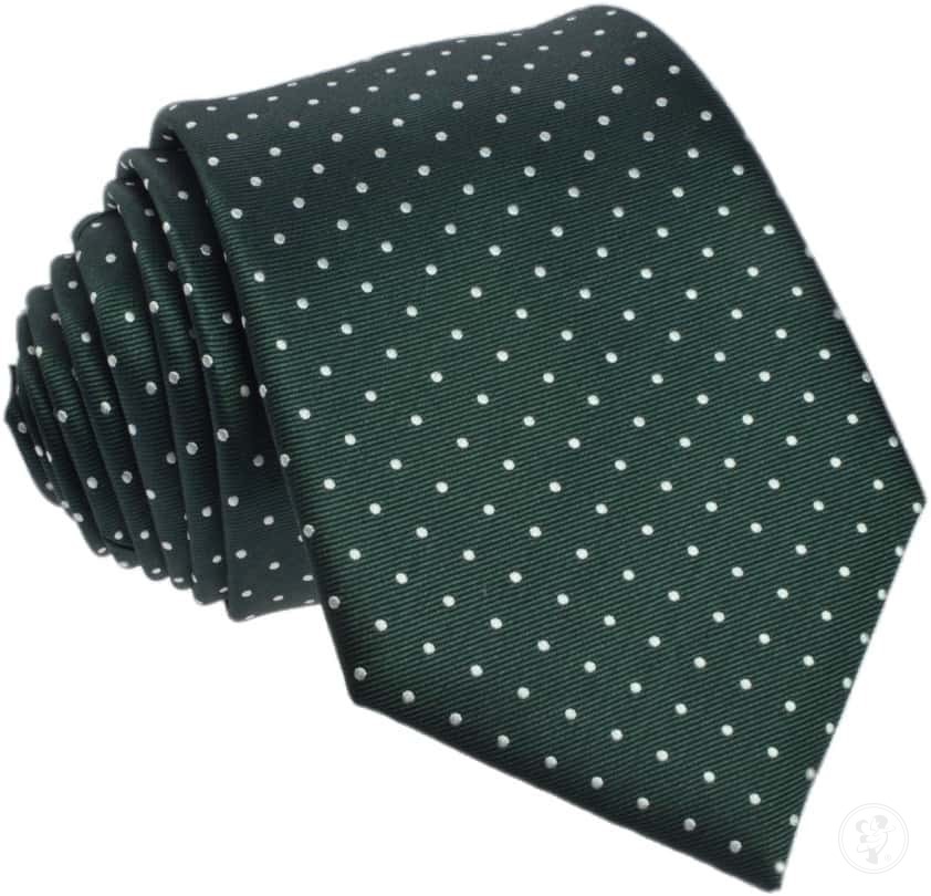 Krawat jedwabny w kropki (zielony 2) - zdjęcie 1