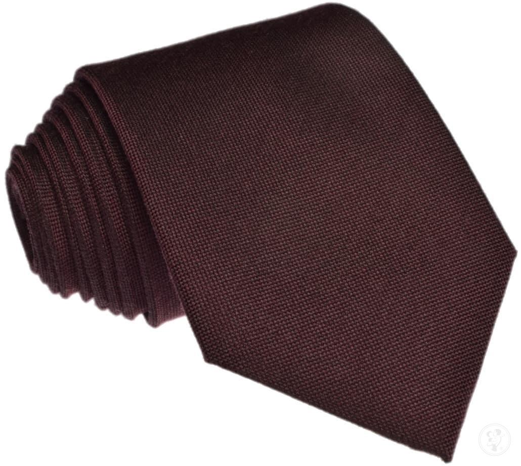 Krawat jedwabno - wełniany - jednolity brązowy - zdjęcie 1