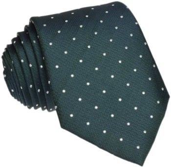 Krawat jedwabny w kropki (zielony 3) - zdjęcie 1