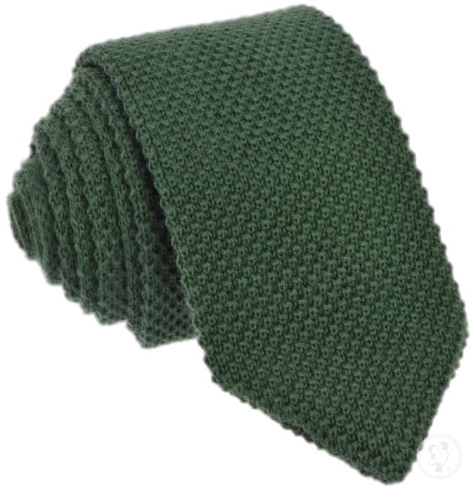 Krawat knit jednolity zielony (2) - zdjęcie 1