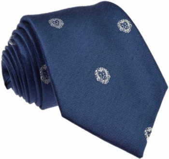 Krawat jedwabno-lniany (lwy) granatowy - zdjęcie 1