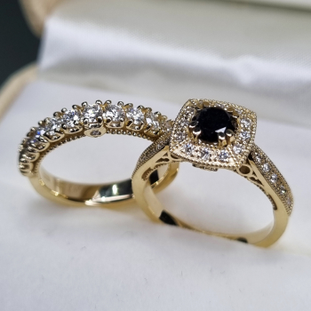 Ekskluzywne pierścionki z białymi i czarnymi diamentami Argento - zdjęcie 1