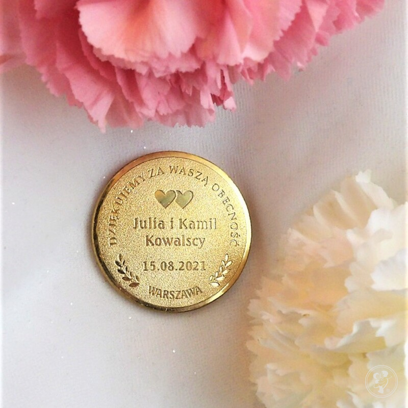 Medal ślubny złoty lustrzany - zdjęcie 1