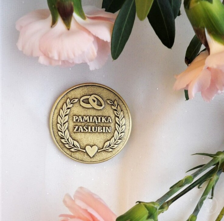 Medal ślubny złoty retro - zdjęcie 1