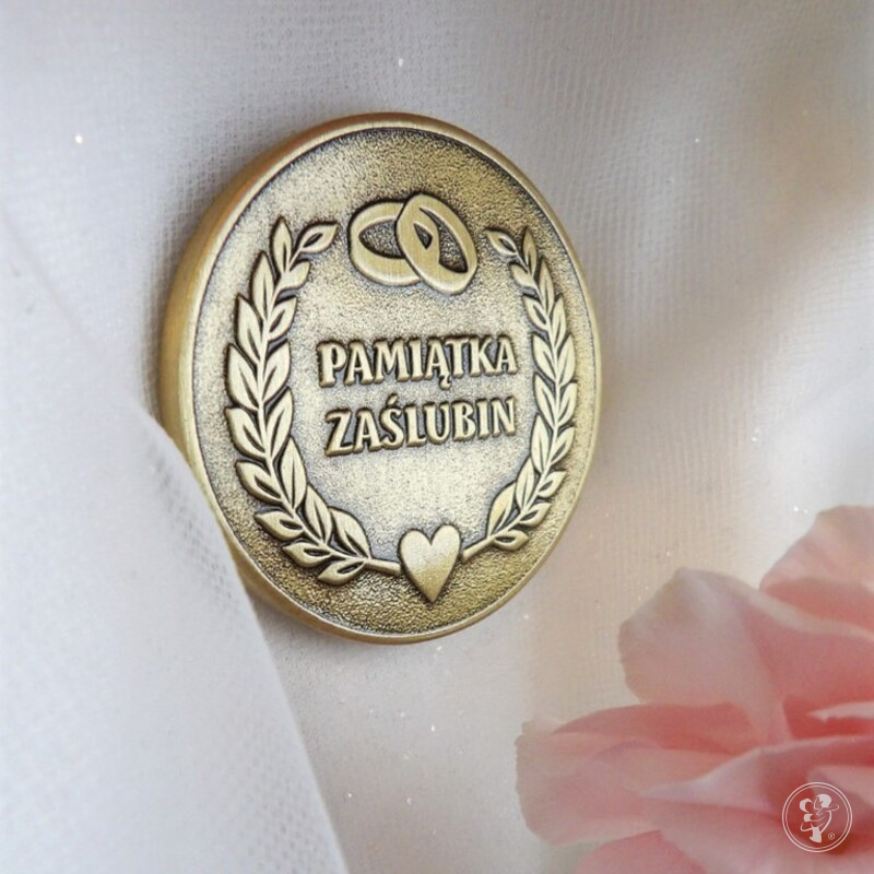 Medal ślubny 60 mm złoty retro - zdjęcie 1