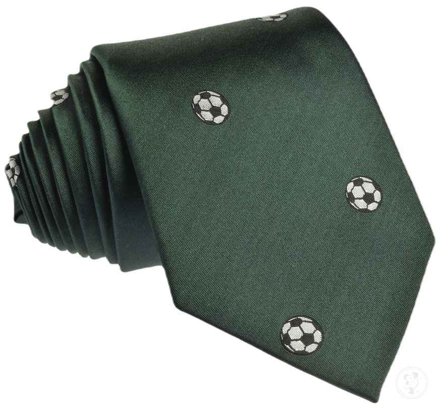 Krawat jedwabny piłka nożna (zielony) - zdjęcie 1
