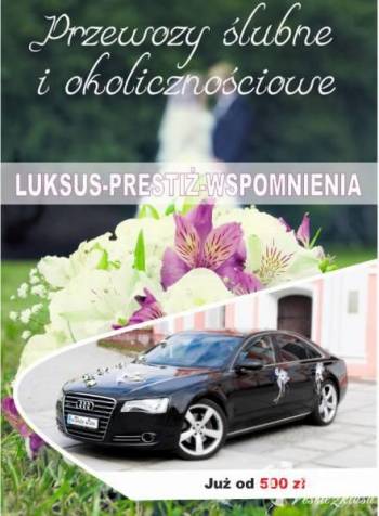 Przewóz pary młodej oraz gości weselnych Audi A8 , Samochód, auto do ślubu, limuzyna Pieszyce