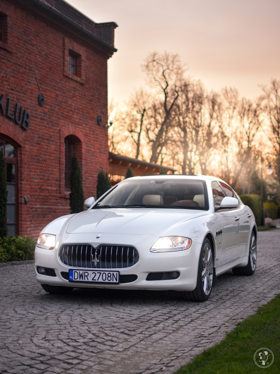 Białe Maserati Quattroporte S, Mercedes S 63AMG Long, Mercedes SL55AMG | Auto do ślubu Wrocław, dolnośląskie - zdjęcie 1
