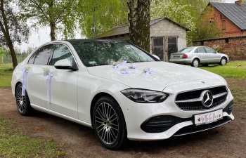 Limuzyna/Auto/Samochód do ślubu, Mercedes C perłowy, Nowy 2022, Samochód, auto do ślubu, limuzyna Toruń