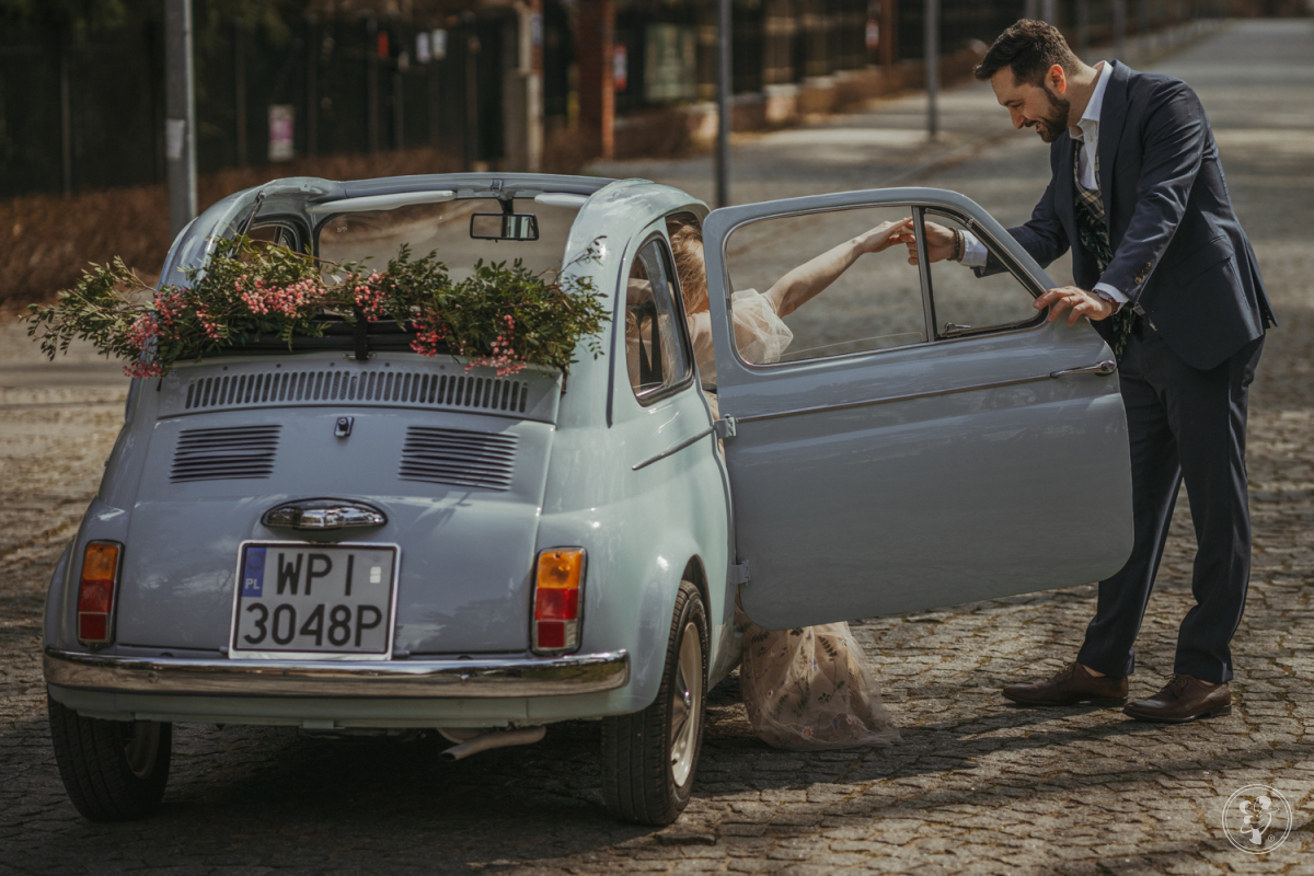Celestina błękitny Fiat 500 cabrio | Auto do ślubu Warszawa, mazowieckie - zdjęcie 1