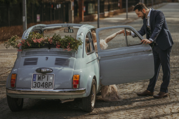 Celestina - błękitny Fiat 500 cabrio na wynajem, Samochód, auto do ślubu, limuzyna Kobyłka