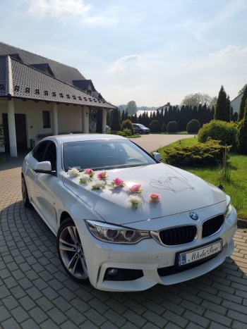 Białe BMW 4 Gran Coupe M Performance - wynajem samochodu z kierowcą, Samochód, auto do ślubu, limuzyna Duszniki-Zdrój