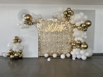 Dekoracje balonowe ścianki balonowe napisy led balony z helem, Dekoracje ślubne Małogoszcz