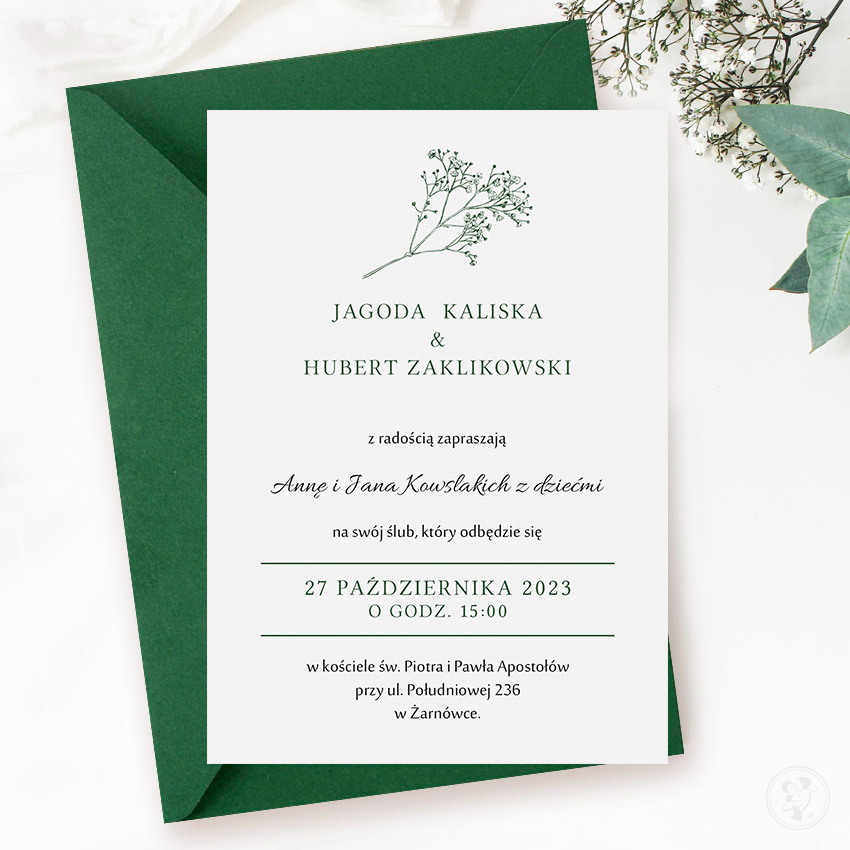 Gipsówka - jednokartkowe zaproszenie ślubne - zdjęcie 1