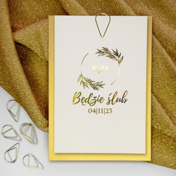 OLIWIA – złote zaproszenia ślubne - zdjęcie 1