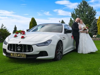Białe Maserati SQ4 500KM i Garbus | Auto do ślubu Bytom, śląskie