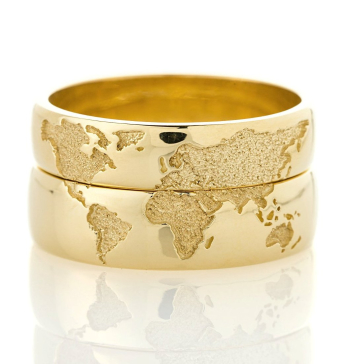 Obrączki ślubne złote mapa świata - zdjęcie 1