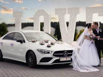 Biały Mercedes CLA AMG 4MATIC | Auto do ślubu Zawiercie, śląskie