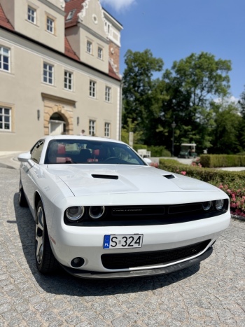 Biały Dodge Challenger | Auto do ślubu Wrocław, dolnośląskie