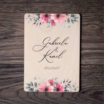 Drewniane zaproszenia ślubne z nadrukiem 116 - zdjęcie 1