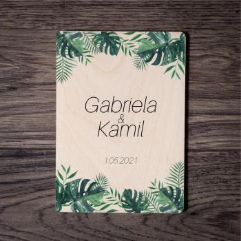 Drewniane zaproszenia ślubne z nadrukiem 117 - zdjęcie 1