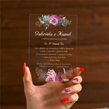 Transparentne zaproszenia ślubne akrylowe 114 - zdjęcie 1