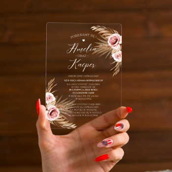 Transparentne zaproszenia ślubne akrylowe 154 - zdjęcie 1