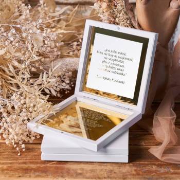 Zaproszenie ślubne dla Rodziców Chrzestnych z lustrzanym akcentem w pudełeczku - zdjęcie 1