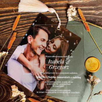 Rozsuwane zaproszenie ślubne ze zdjęciem - wzór 4 - zdjęcie 1