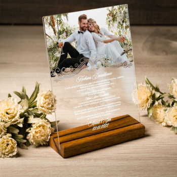 Akrylowe zaproszenie ślubne dla dziadków ze zdjęciem -transparentne- wzór 3 - zdjęcie 1