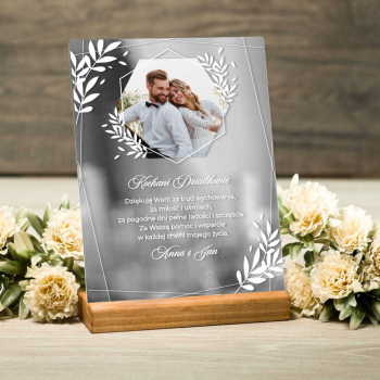 Akrylowe podziękowanie ślubne dla dziadków ze zdjęciem - lustrzane srebrne - wzór 1 - zdjęcie 1