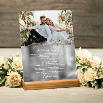 Akrylowe zaproszenie ślubne dla dziadków ze zdjęciem -lustrzane srebrne- wzór 2 - zdjęcie 1