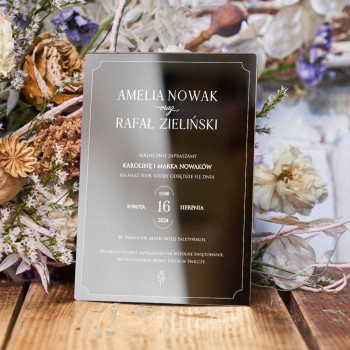 Lustrzane zaproszenia ślubne- srebrne 165 - zdjęcie 1