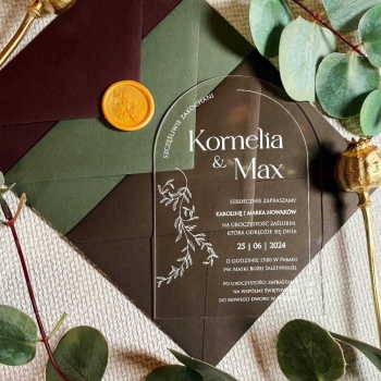 Transparentne zaproszenia ślubne akrylowe 168 - zdjęcie 1