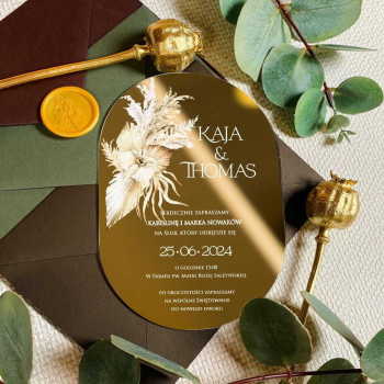 Lustrzane zaproszenia ślubne- złote 172 - zdjęcie 1