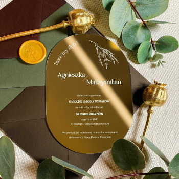 Lustrzane zaproszenia ślubne- złote 174 - zdjęcie 1