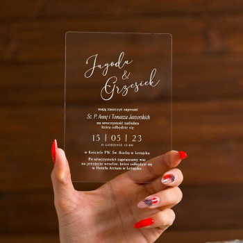 Transparentne zaproszenia ślubne akrylowe 178 - zdjęcie 1