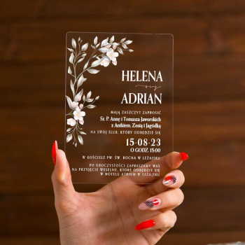 Transparentne zaproszenia ślubne akrylowe 181 - zdjęcie 1