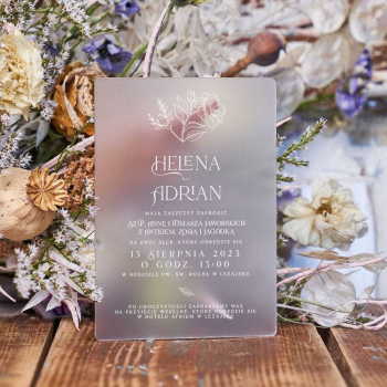 Satynowe zaproszenia ślubne akrylowe 182 - zdjęcie 1