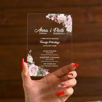 Transparentne zaproszenia ślubne akrylowe 137 - zdjęcie 1