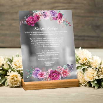 Akrylowe zaproszenie ślubne dla rodziców lustrzane srebrne- wzór 113 - zdjęcie 1