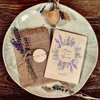 Drewniane zaproszenia ślubne -lawenda (155) - zdjęcie 1