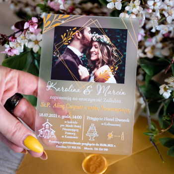 Satynowe zaproszenia ślubne ze zdjęciem Wzór 104 - zdjęcie 1